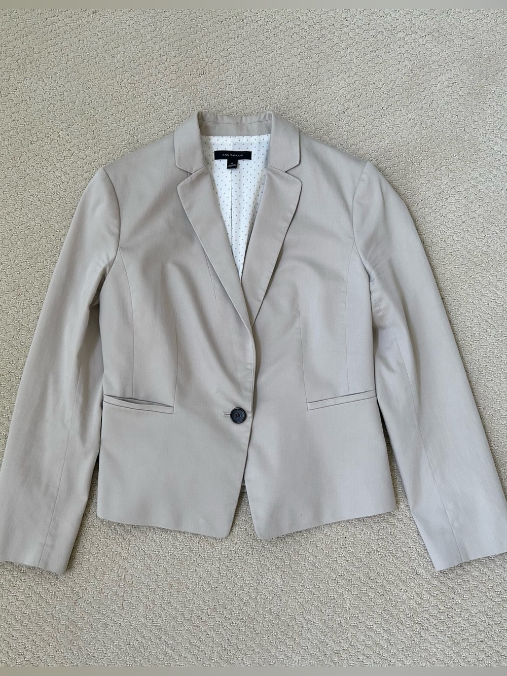 Ann Taylor Cotton Sateen One Button Blazer